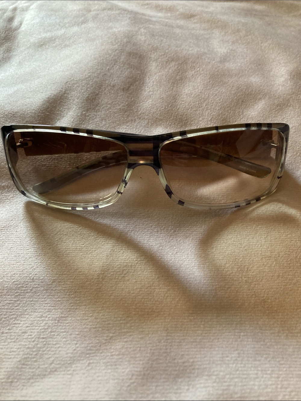 Burberry Transparent Plaid Brown Gradient Women's Sunglasses